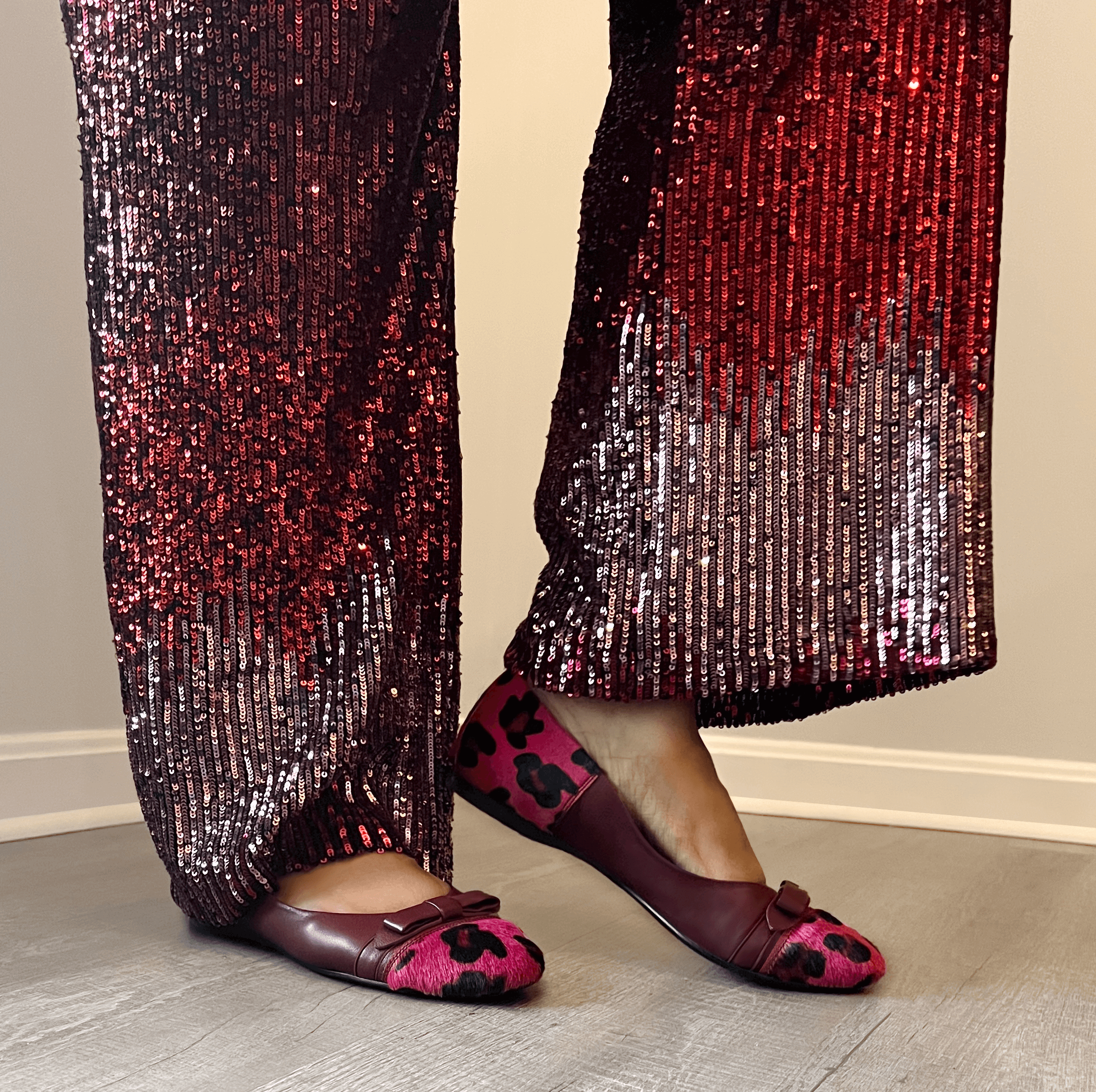 Alexis Ballet Flats - Bordeaux & Fuchsia Leopard