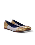 Freddi Ballet Flats - White & Gold Crocodile