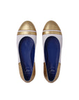 Freddi Ballet Flats - White & Gold Crocodile