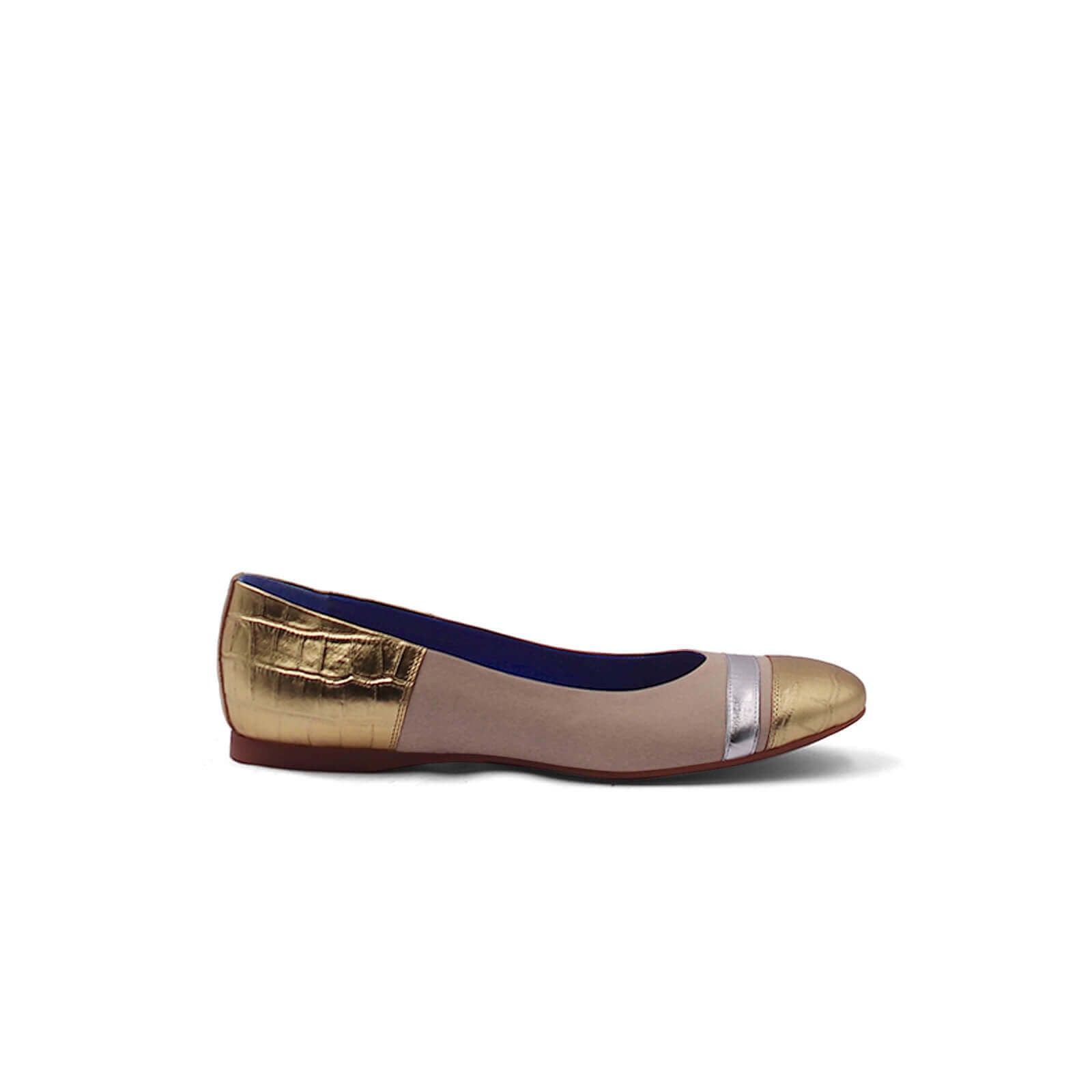 Freddi Ballet Flats - Nude Crocodile Metallics