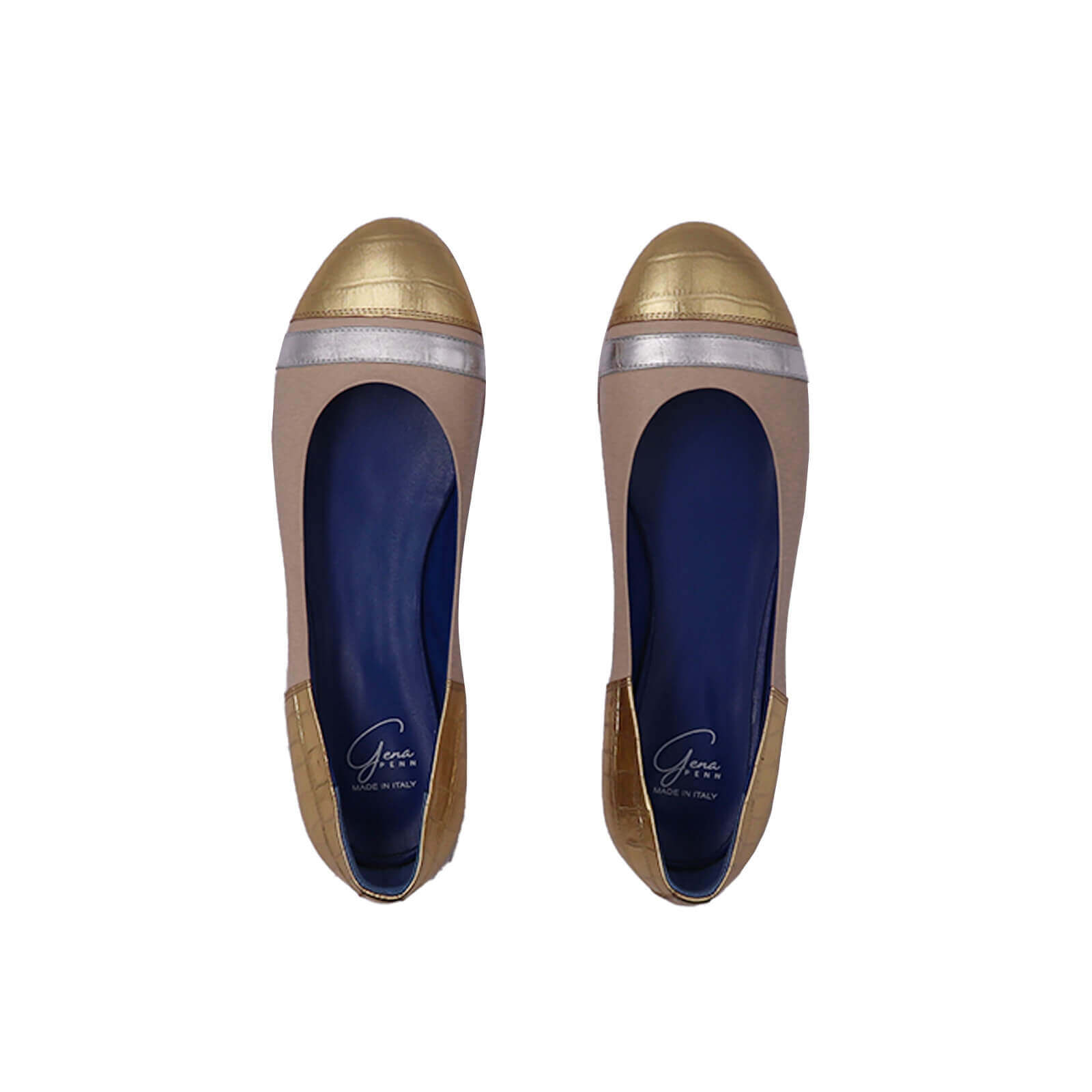 Freddi Ballet Flats - Nude Crocodile Metallics