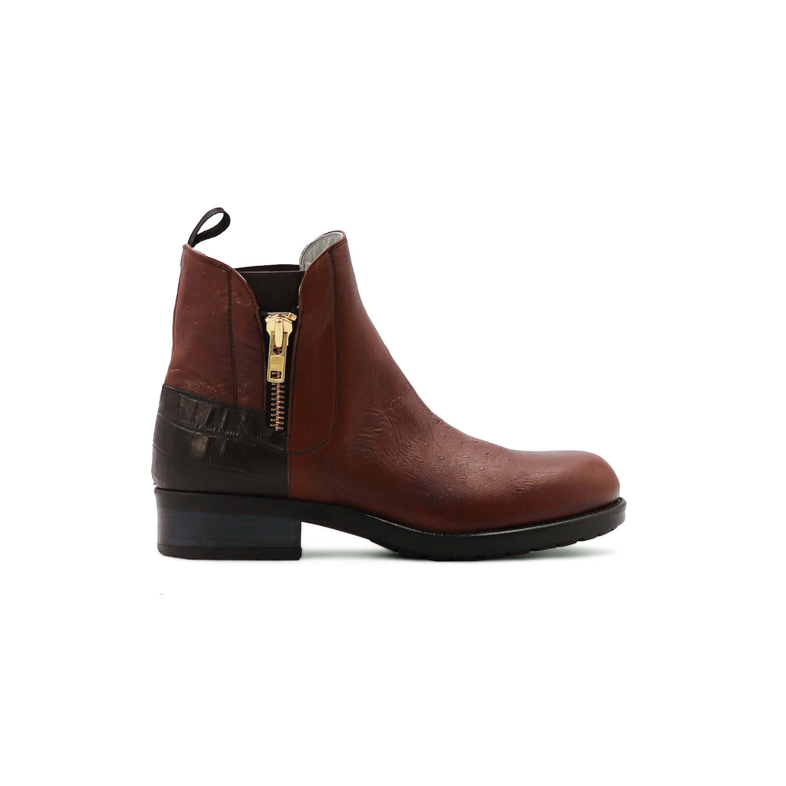 Margaret Ankle Boots - Mocha Ostrich