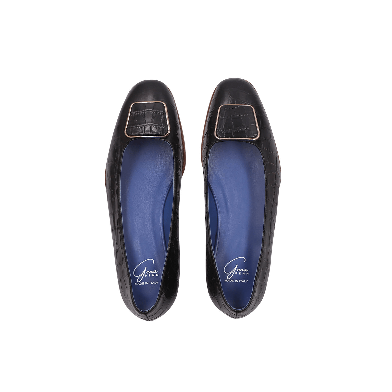 Ann Loafer Flats - Black Crocodile