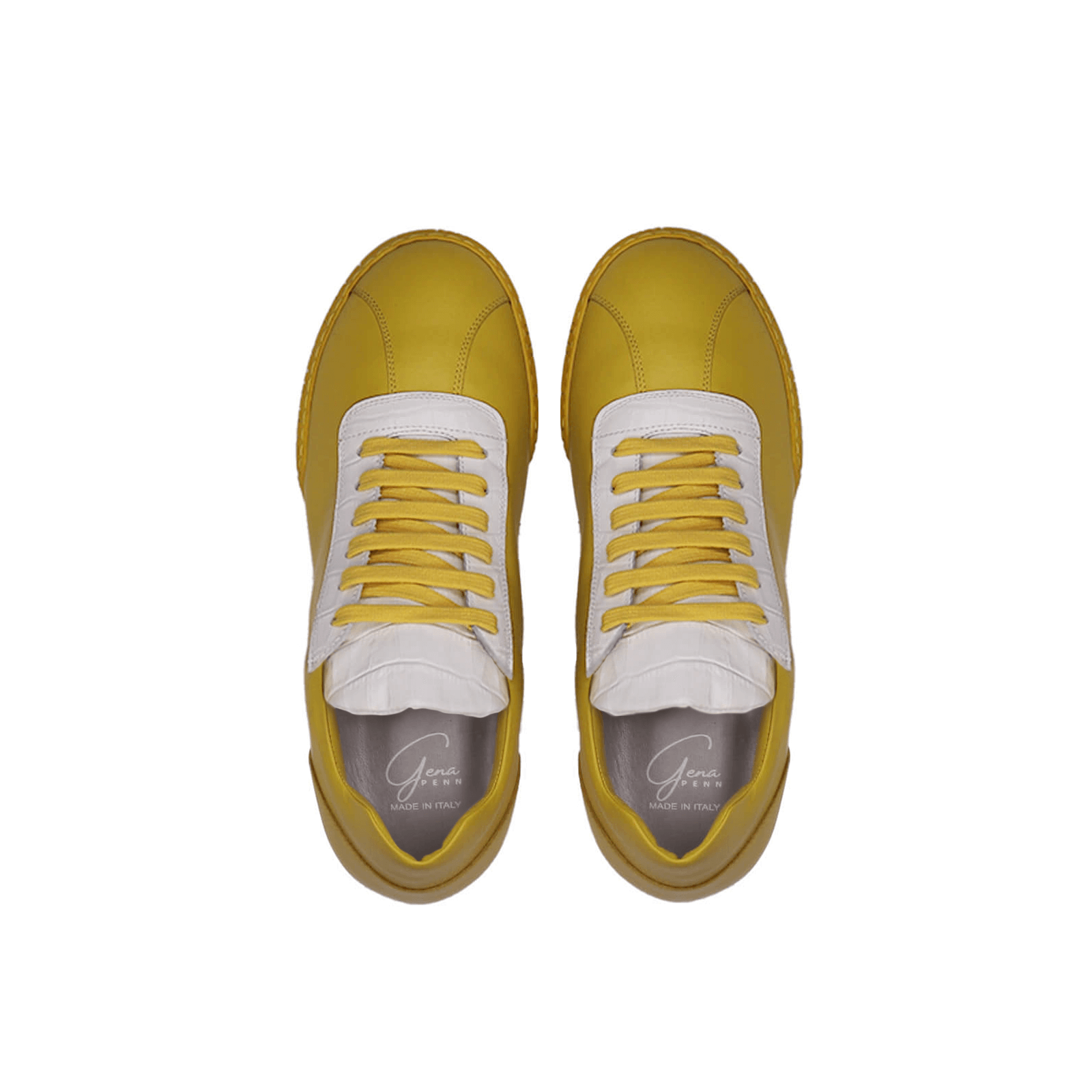 Nia Sneakers - Canary & White Crocodile