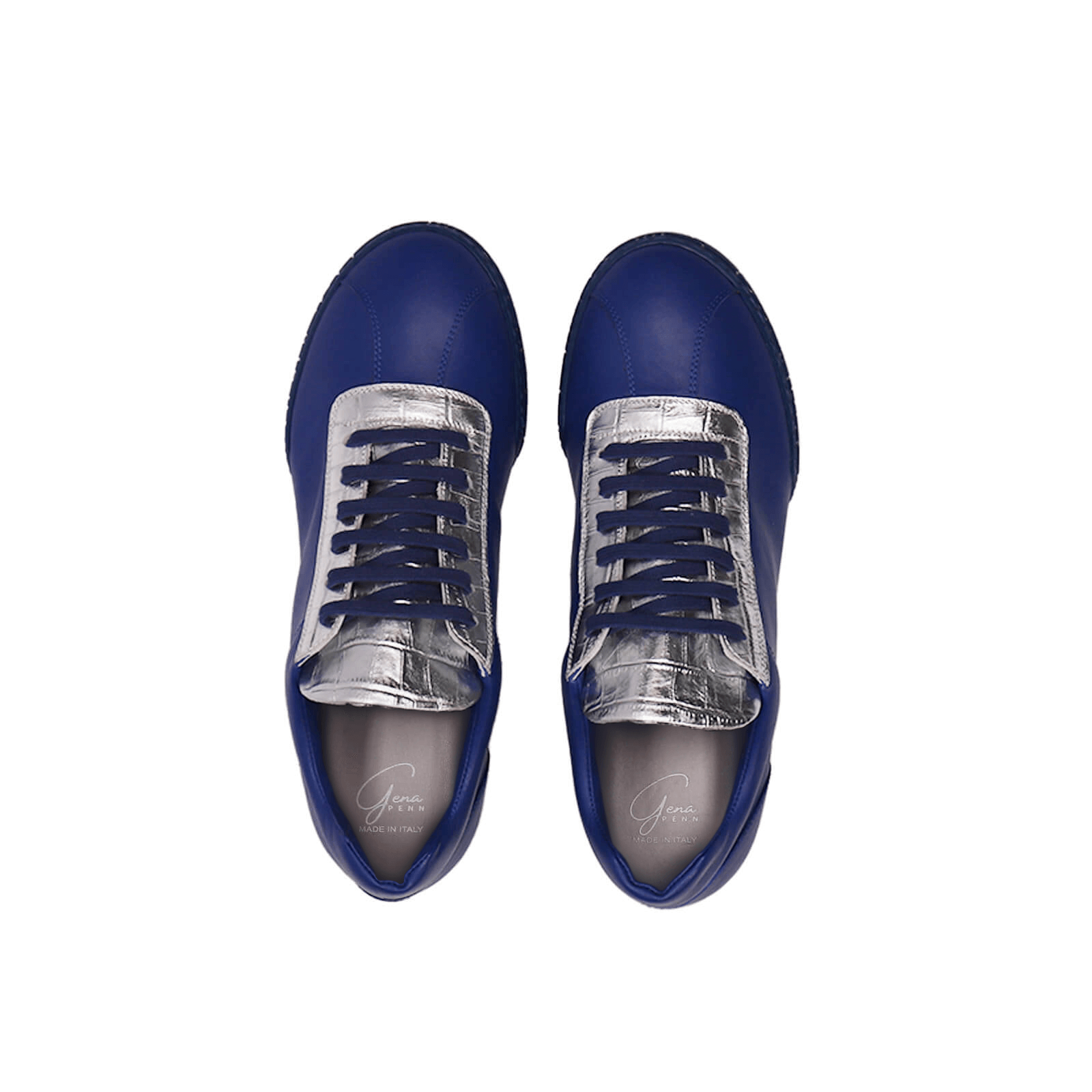 Nia Sneakers - Denim & Silver Crocodile