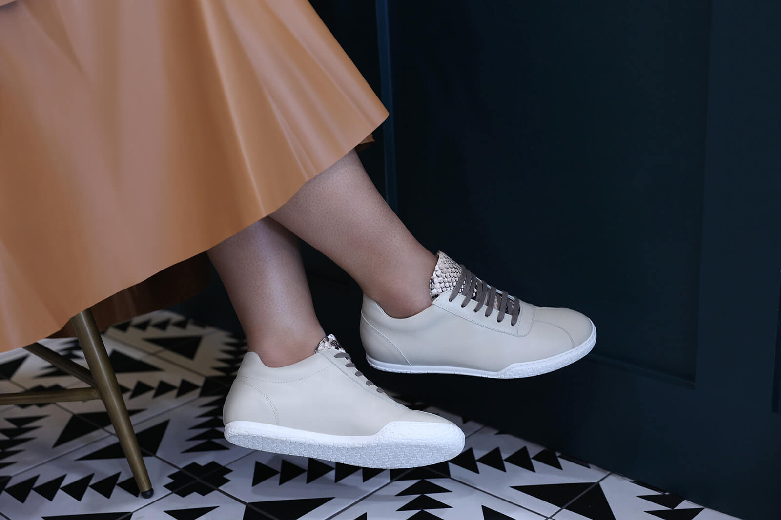 Nia Sneakers - Ivory Python