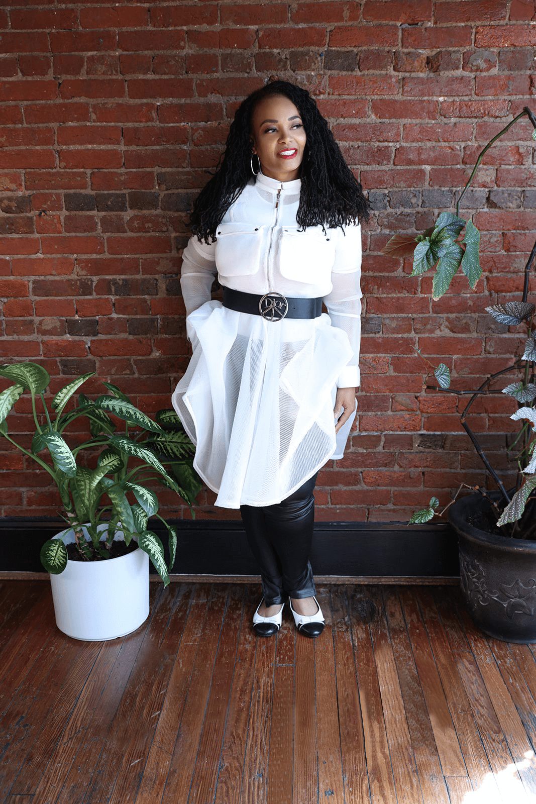 Alexis Ballet Flats - Black & White Crocodile