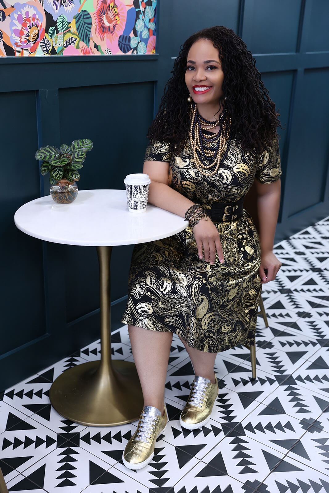 Nia Sneakers - Gold & Silver Crocodile