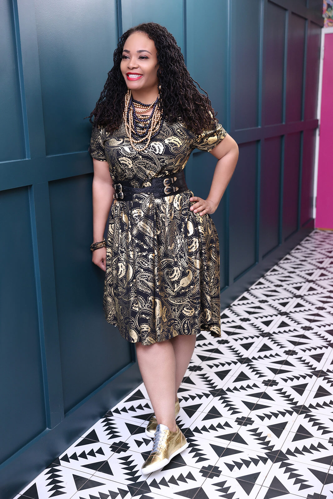 Nia Sneakers - Gold & Silver Crocodile