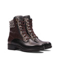 Viola Combat Boots - Black & Brown Zebra