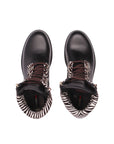 Viola Combat Boots - Black & Brown Zebra