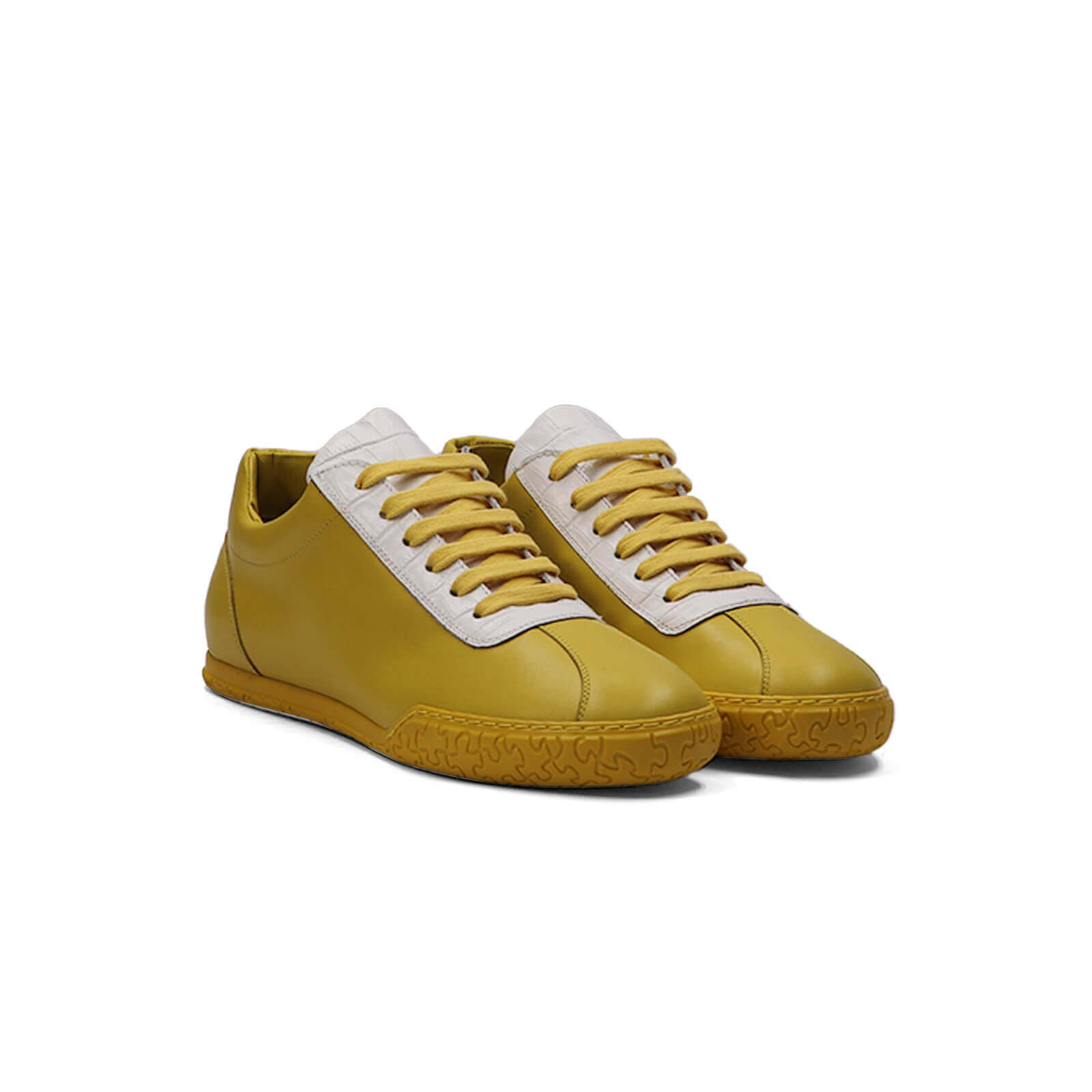 Nia Sneakers - Canary & White Crocodile