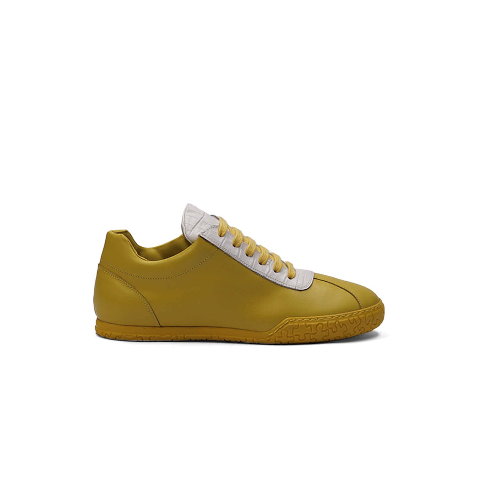 Nia Sneakers - Canary & White Crocodile