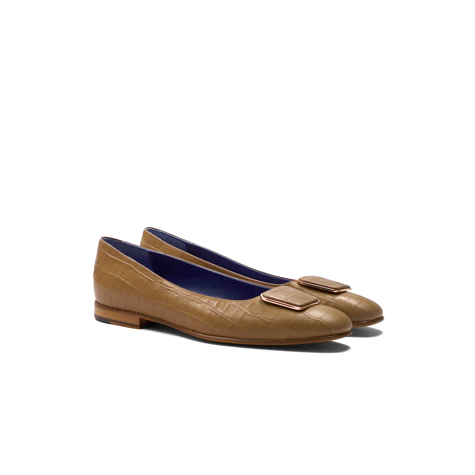 Ann Loafer Flats - Tan Crocodile