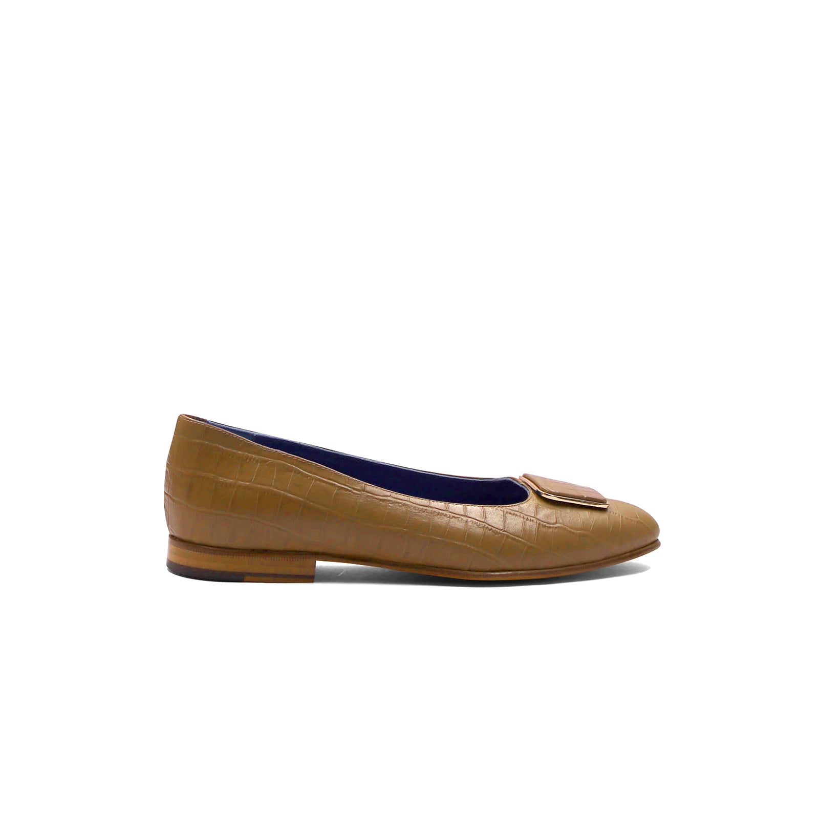 Ann Loafer Flats - Tan Crocodile
