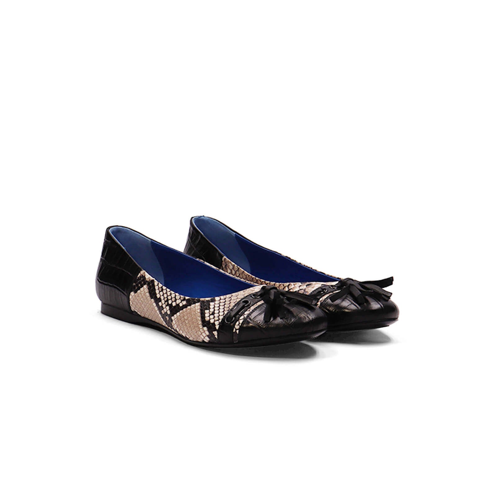 Adia Ballet Flats - Black Crocodile Python