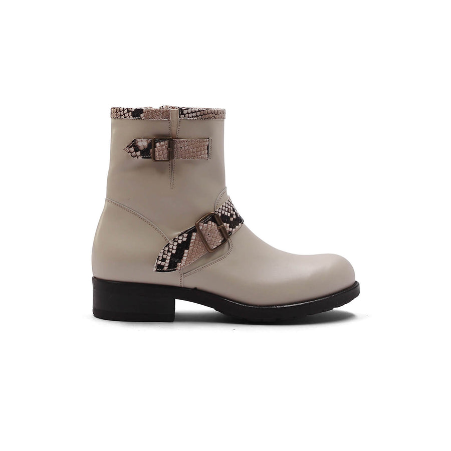 Lillie Ankle Boots - Ivory Python