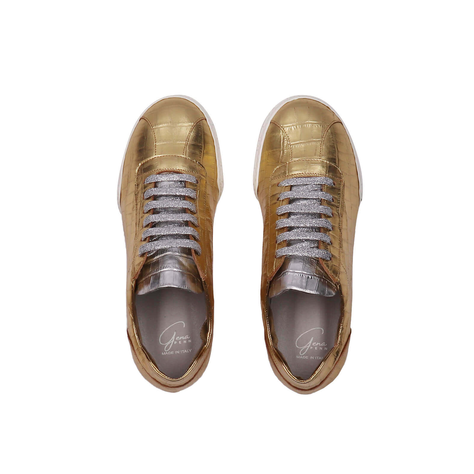 Nia Sneakers - Gold & Silver Crocodile