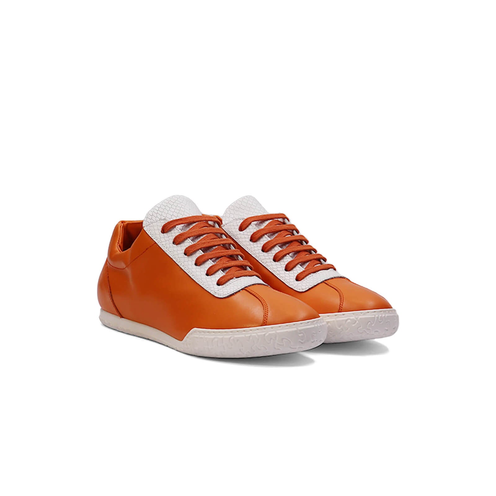 Nia Sneakers - Orange & White Python