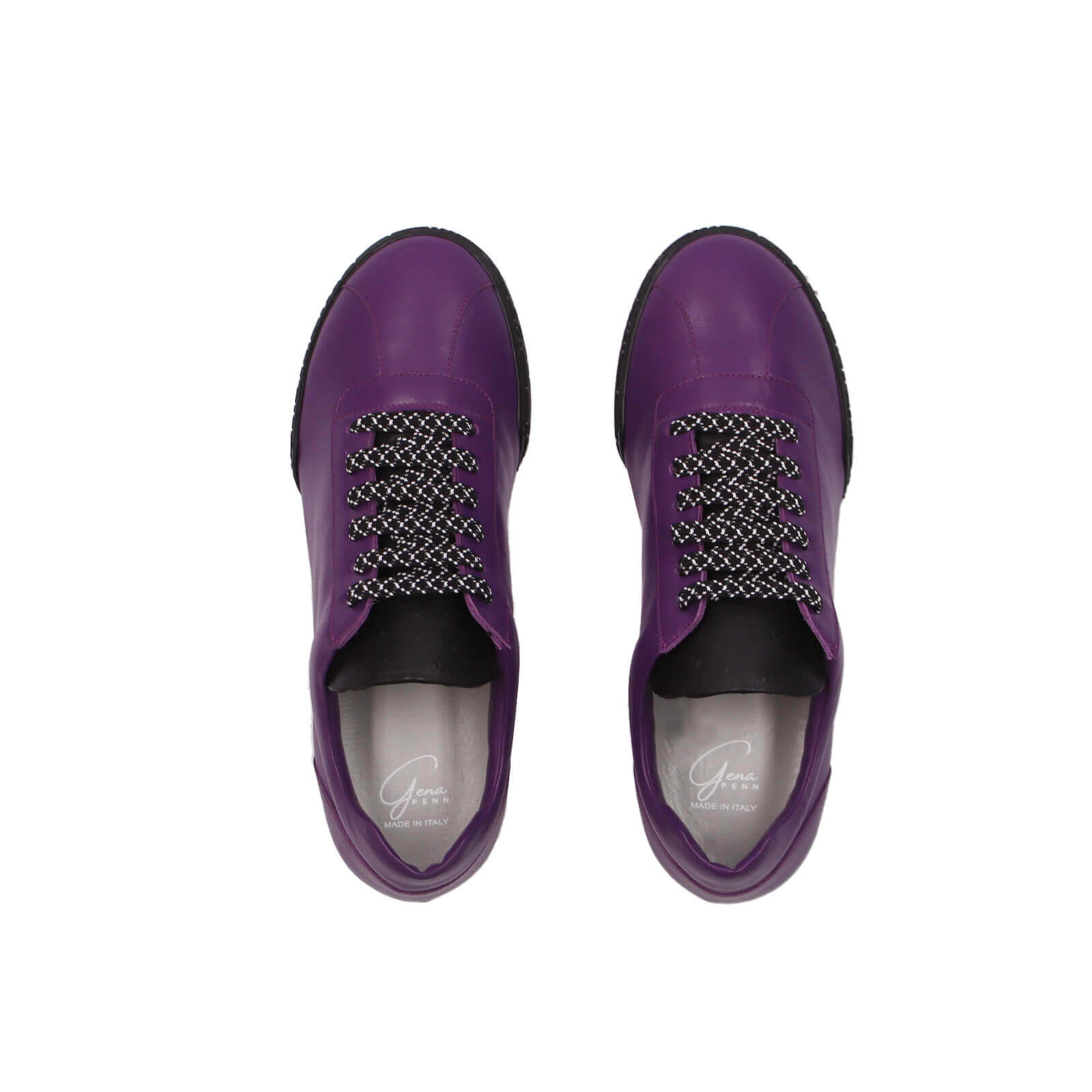 Nia Sneakers - Purple & Black Ostrich