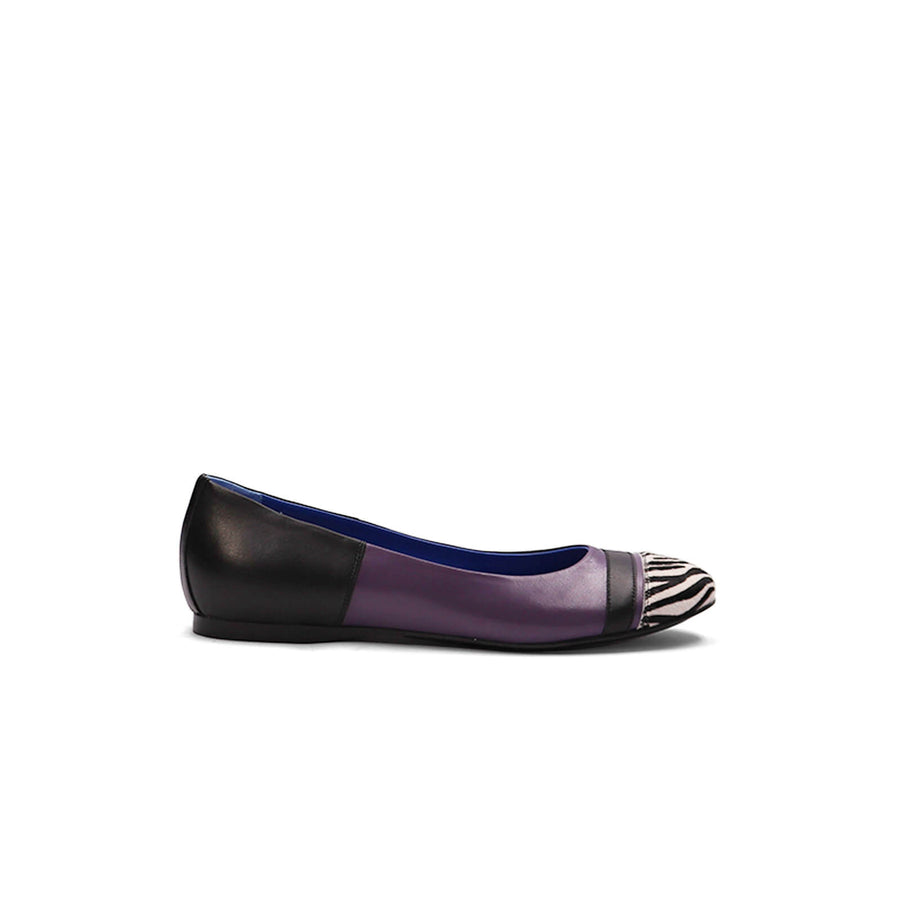 Freddi Ballet Flats - Purple & Black Zebra