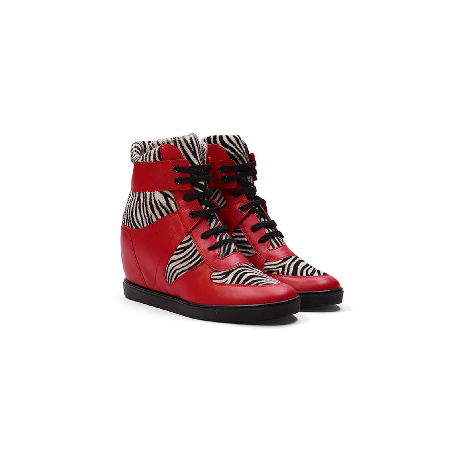 Kwamme High Top Wedge Sneakers - Red Zebra