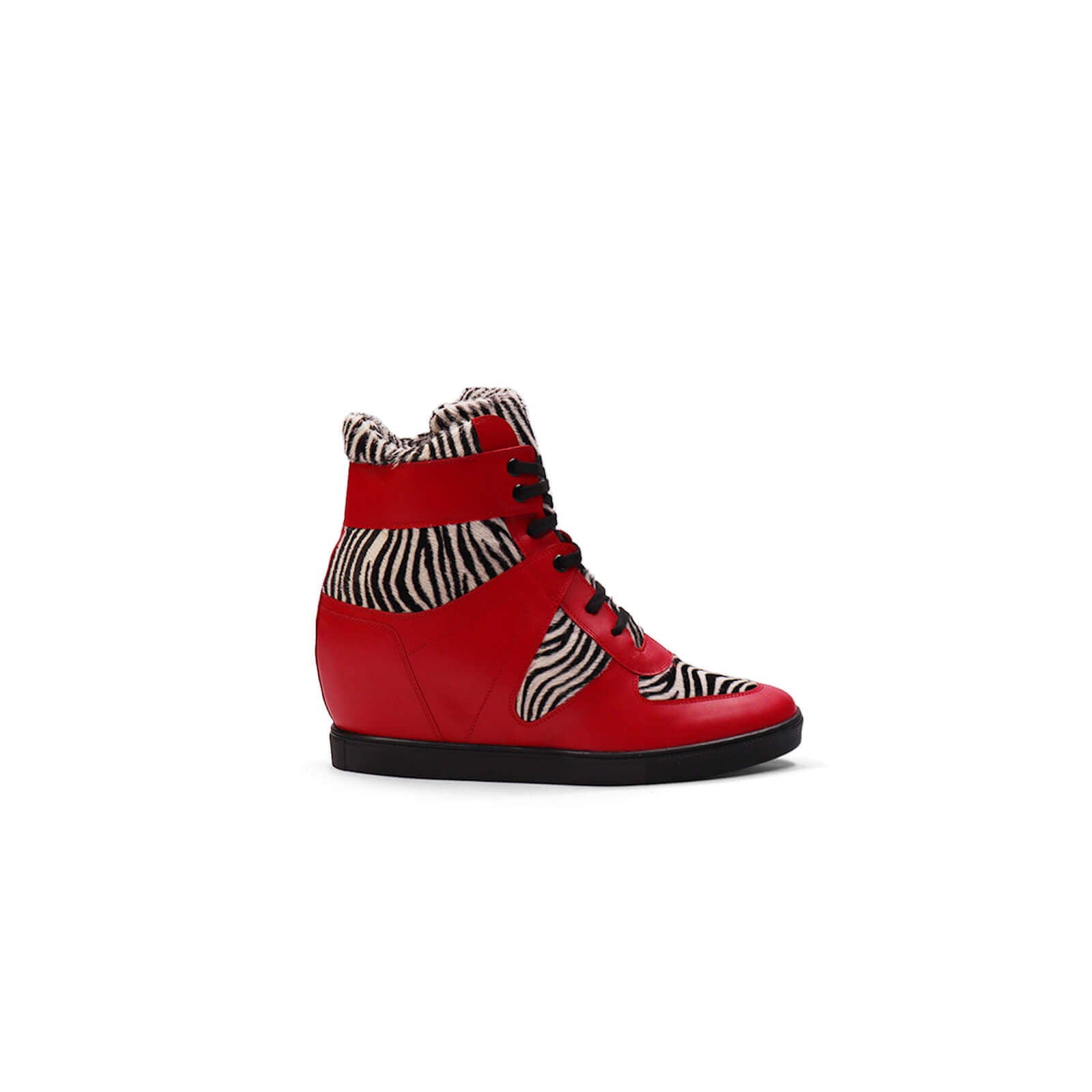 Kwamme High Top Wedge Sneakers - Red Zebra
