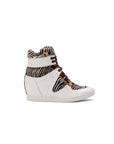 Kwamme High Top Wedge Sneakers - White & Animal