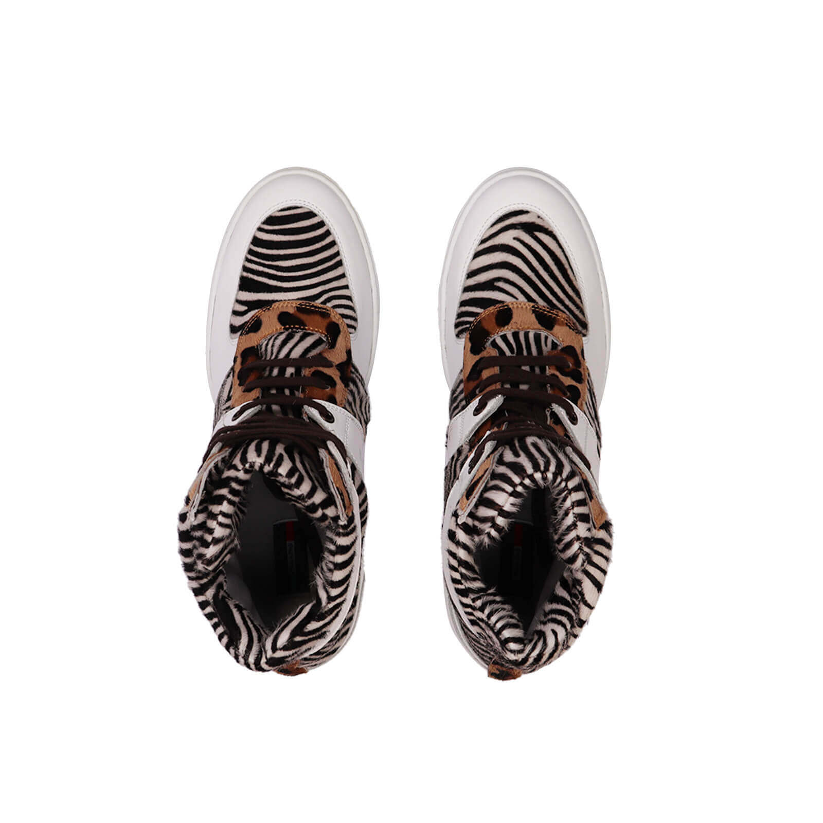 Kwamme High Top Wedge Sneakers - White & Animal