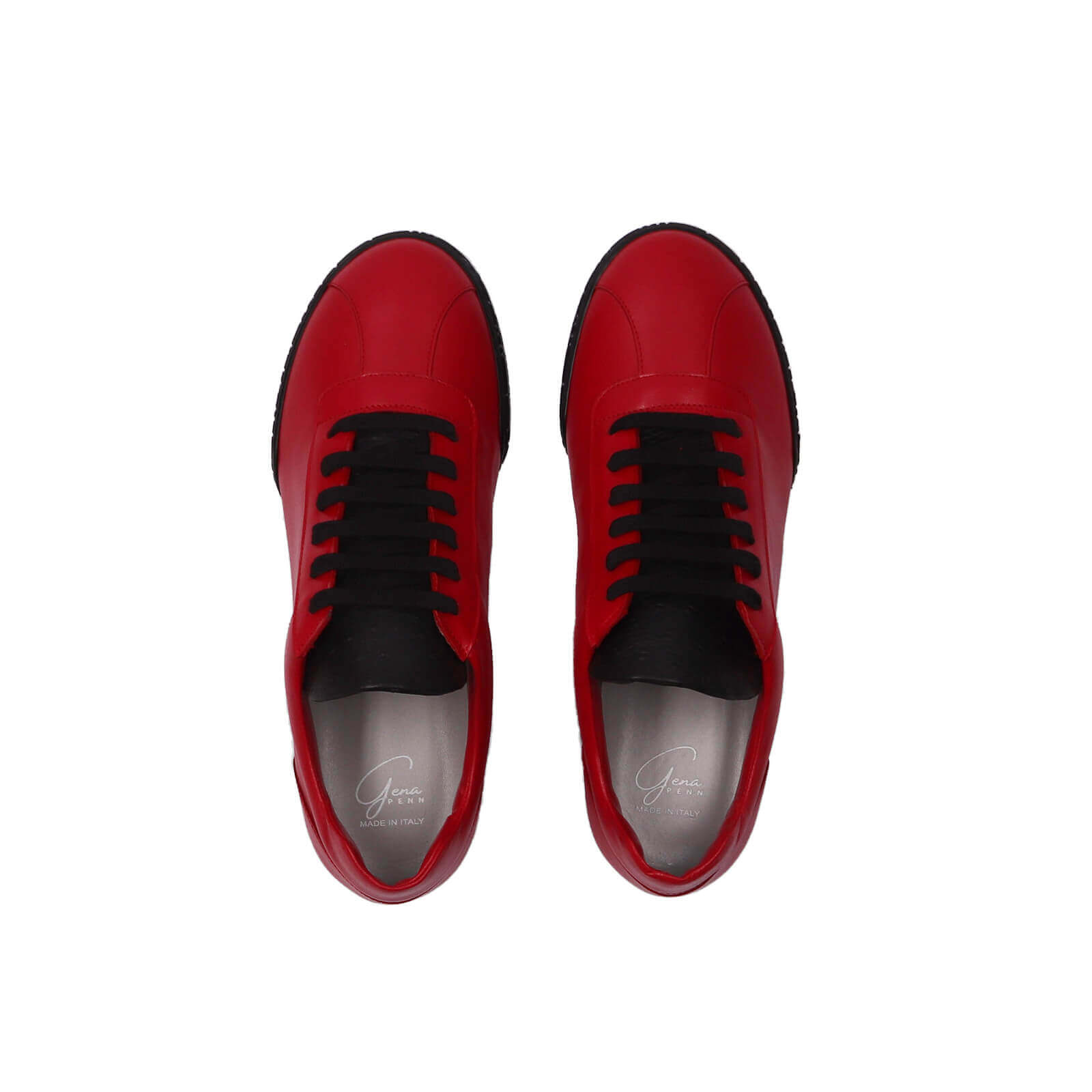 Nia Sneakers - Fire Engine Red & Black Ostrich