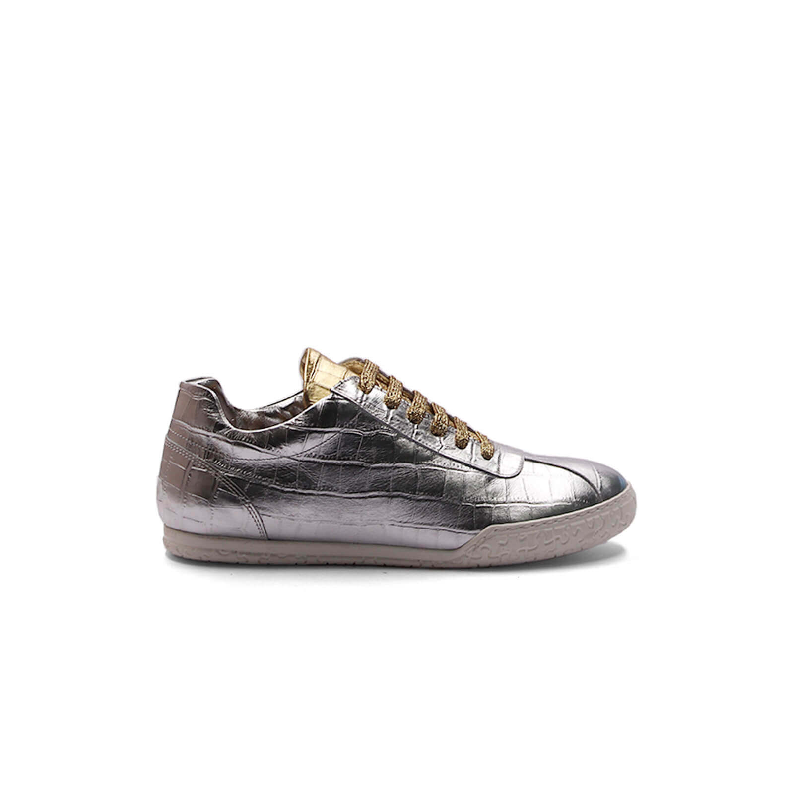 Nia Sneakers - Silver & Gold Crocodile